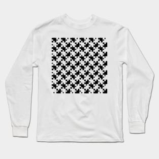 Black and white checkerboard puzzle design Long Sleeve T-Shirt